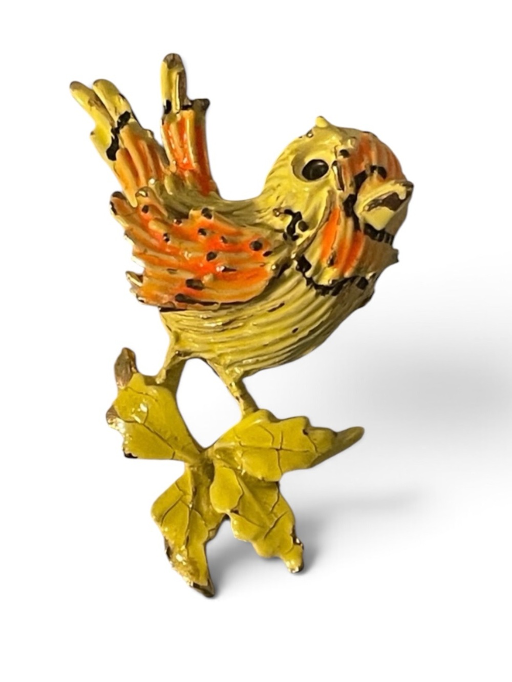 Vintage ART Arthur Pepper Yellow Enamel Bird Brooch